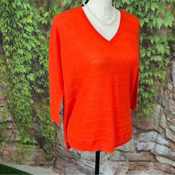 360SWEATER Orange Textured Cashmere Sweater, S - Picture 6 of 11